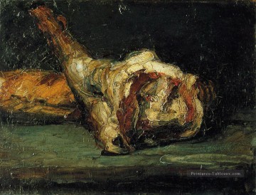 Nature morte impressionnisme œuvres - Pain Nature morte et gigot d’agneau Paul Cézanne